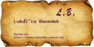 Lukács Benedek névjegykártya